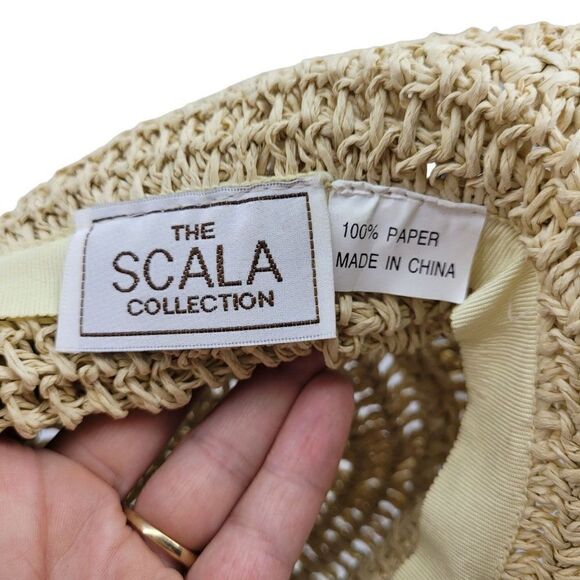 The Scala Collection Beach Bucket Hat Tan 100% Paper Coastal Grandma Minimalist - Picture 3 of 10